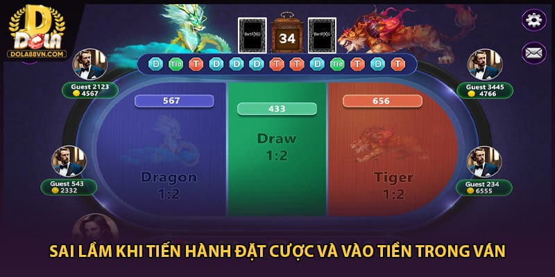 Sai lầm khi tiến hành đặt cược và vào tiền trong ván